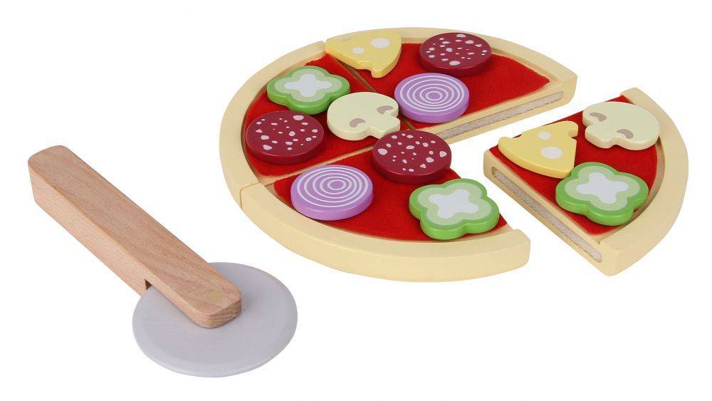 Ecotoys drvena pizza s rezačem