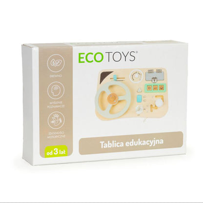 Ecotoys drvena upravljačka ploča volan, svijetlo siva