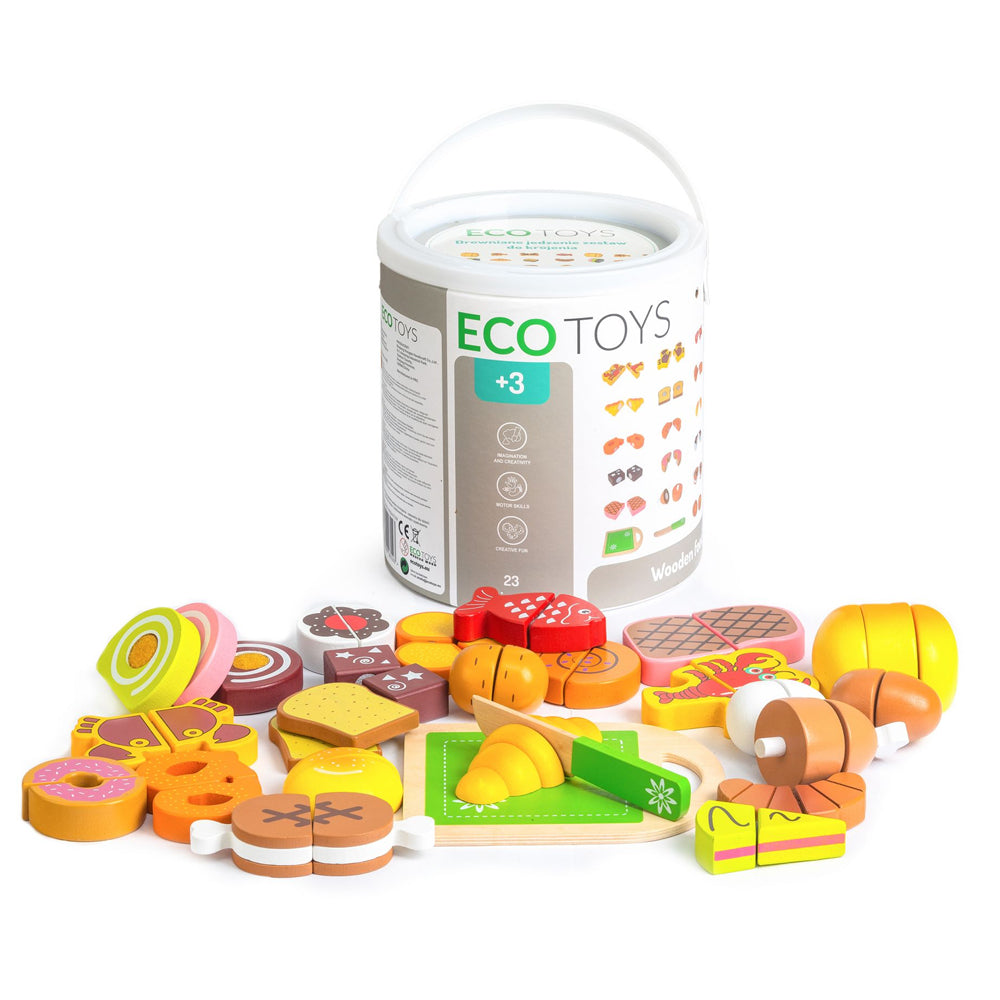 Ecotoys drvena hrana za rezanje set od 23 elemenata