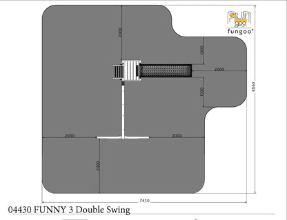 Set FUNNY 3 s duplom ljuljačkom i pješčanikom - drveno dječje igralište