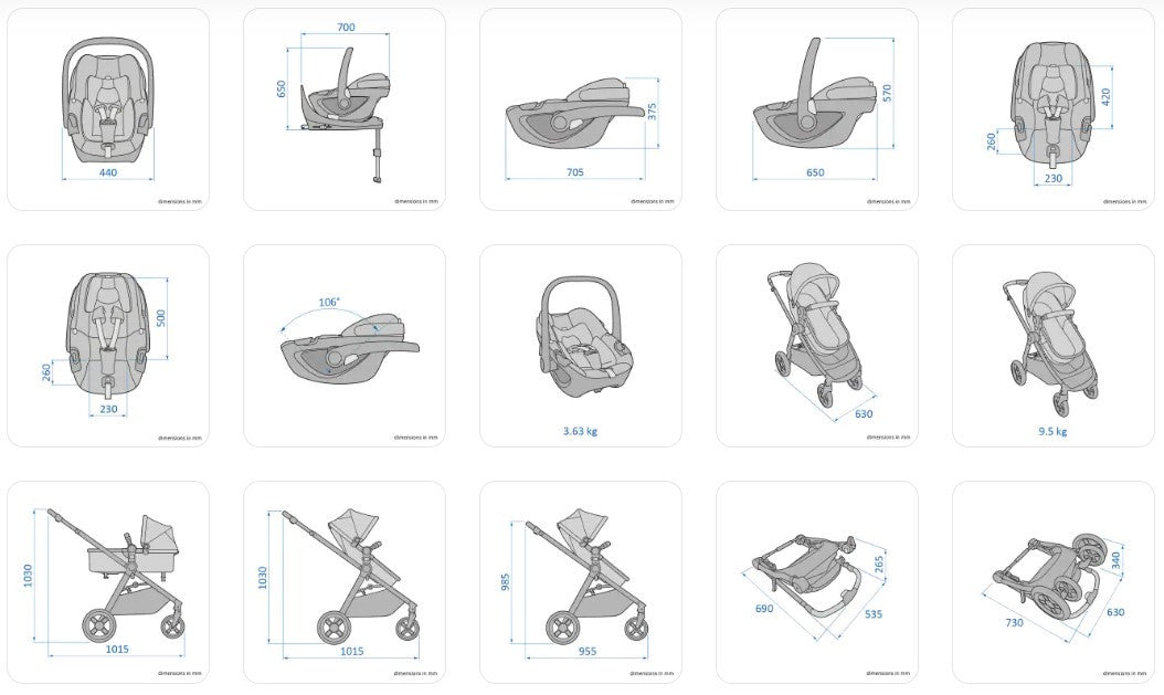 MAXI-COSI Kolica 3u1 ZELIA S TRIO + Košara + Autosjedalica - Dark Grey